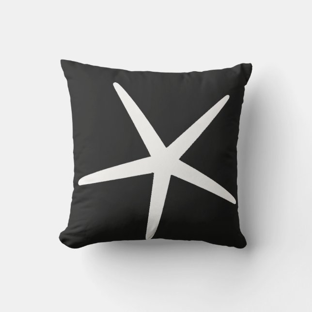 Starfish Nautical Beach Black White Gift Favor Outdoor Pillow (Front)