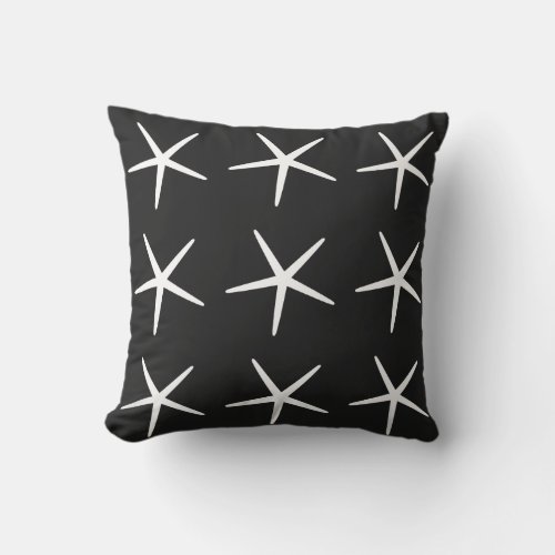 Starfish Nautical Beach Black White Patterns Gift Outdoor Pillow