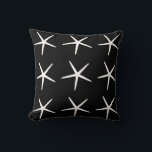 Starfish Nautical Beach Black White Patterns Gift Throw Pillow<br><div class="desc">Printed with beautiful image of starfish pattern in black and white,  perfect for coastal beach themed home decor and beach house decorations. Makes great gift for anyone who loves beach life! You may change the background color as you wish to change the color of the starfish.</div>