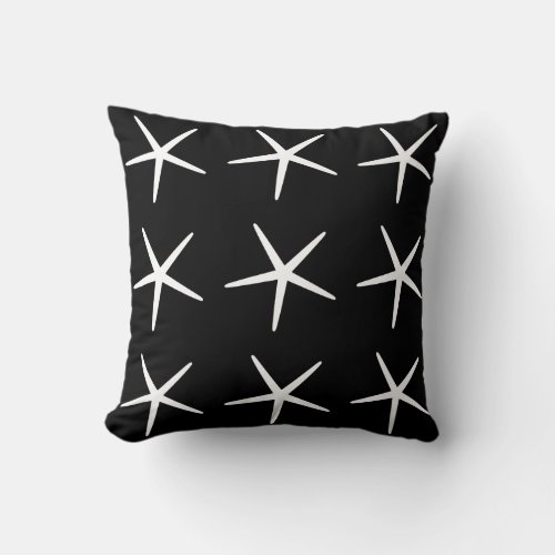Starfish Nautical Beach Black White Patterns Gift Throw Pillow