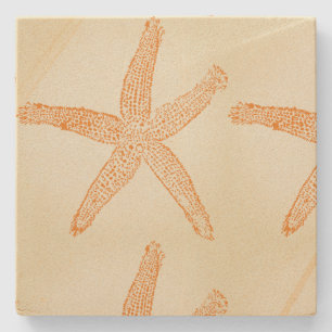 Starfish Nautical Beach Coral Orange Gift Favor Stone Coaster