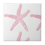 Starfish Nautical Beach Coral Pink White Girly Ceramic Tile<br><div class="desc">Printed with beautiful image of starfish patterns in pink white background,  perfect for coastal beach themed home decor and beach house decorations or party and events. Makes great gift for anyone who loves beach life! You may change the background color for a different starfish color.</div>