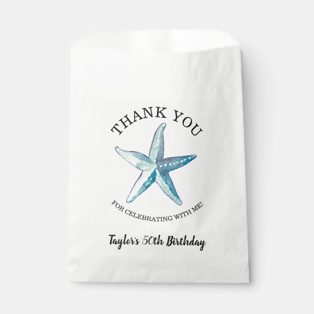 Starfish Nautical Beach Ocean Theme Favor Bag (Front)