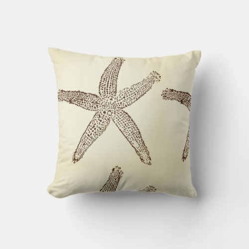 Starfish Nautical Beach Vintage Rustic Brown Cute Throw Pillow