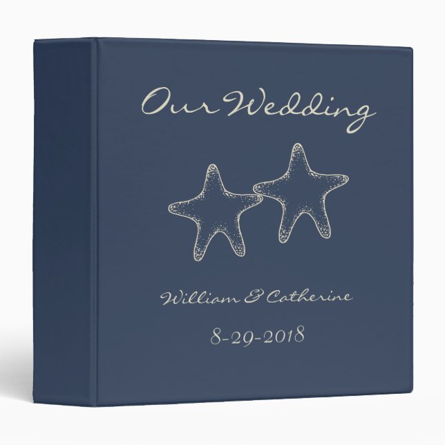 Starfish Nautical Beach Wedding Album Binder Gift (Front/Spine)