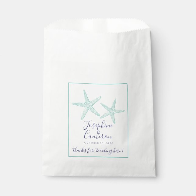 Starfish Nautical Beach Wedding Favor Bag (Front)