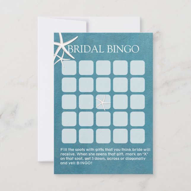 Starfish Nautical Bridal Shower Bingo Cards (Front)