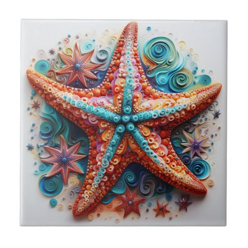 Starfish Nautical Coastal Beach Ceramic Tile