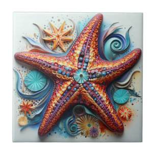 Starfish Nautical Coastal Beach Ceramic Tile