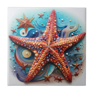Starfish Nautical Coastal Beach Ceramic Tile