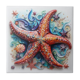 Starfish Nautical Coastal Beach Ceramic Tile