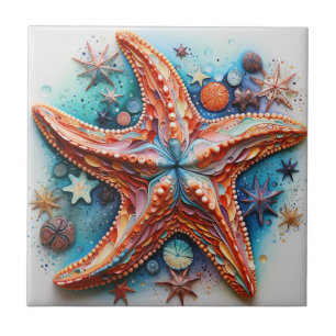 Starfish Nautical Coastal Beach Ceramic Tile