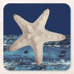 Starfish Nautical Navy Blue Beach Coasters