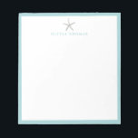 Starfish nautical simple personalized Stationery Notepad<br><div class="desc">Clean starfish and aqua blue border design,  simple and chic.
See all the matching pieces in the collection.</div>