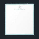 Starfish nautical simple personalized Stationery Notepad<br><div class="desc">Clean starfish and aqua blue border design,  simple and chic.
See all the matching pieces in the collection.</div>