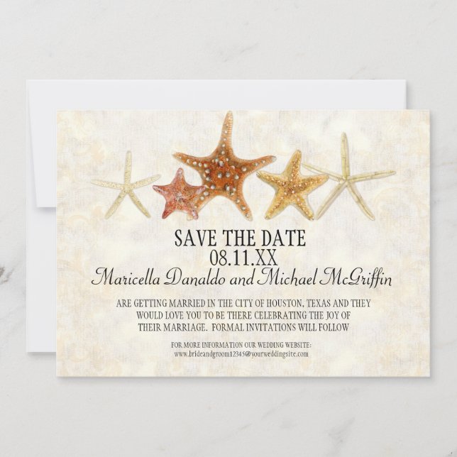 Starfish Nautilus Scallop Sea Shell Modern Pattern Invitation (Front)