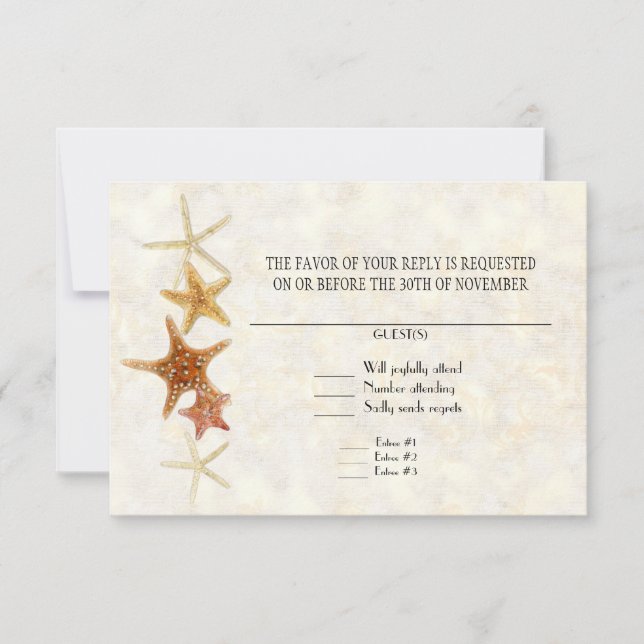 Starfish Nautilus Scallop Sea Shell Modern Pattern RSVP Card (Front)
