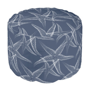 Starfish Navy Blue Beach Pouf Seat