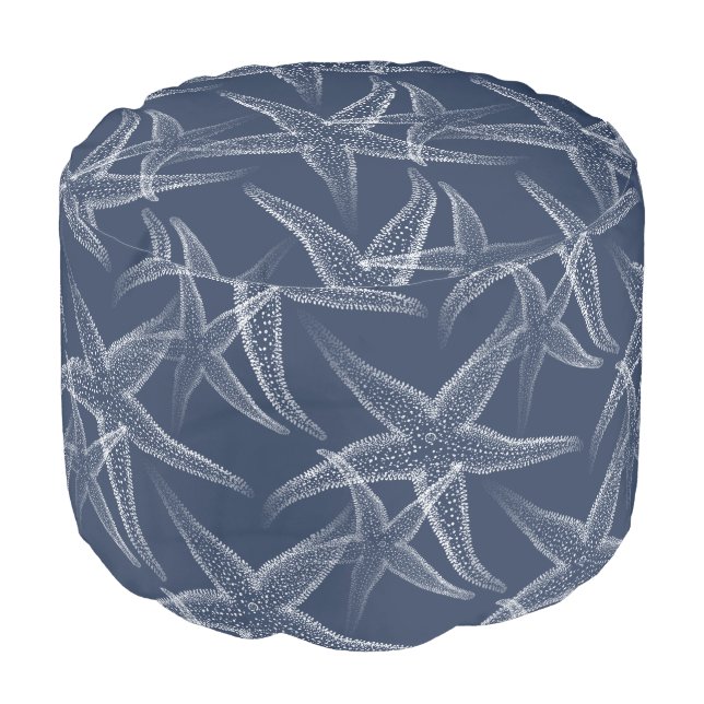 Starfish Navy Blue Beach Pouf Seat (Angled Front)