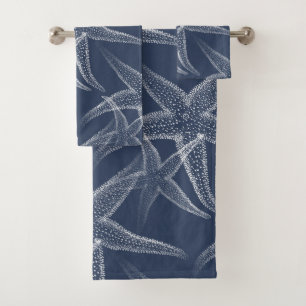 Starfish Navy Blue Beach Towel Set