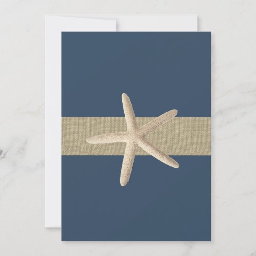 Starfish Navy Blue Stripes Beach Wedding Custom Invitations
