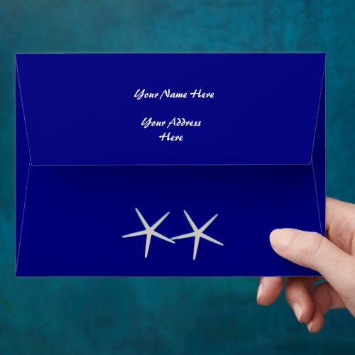 Starfish Navy Blue White Beach Destination Wedding Envelope