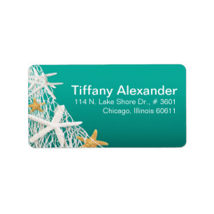 Starfish Netting Beach aqua Label