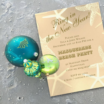 Starfish New Year's Eve Beach Party Invitation by holiday_store at Zazzle