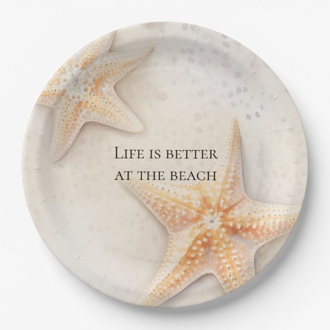 Starfish Ocean Beach  Paper Plates (Front)