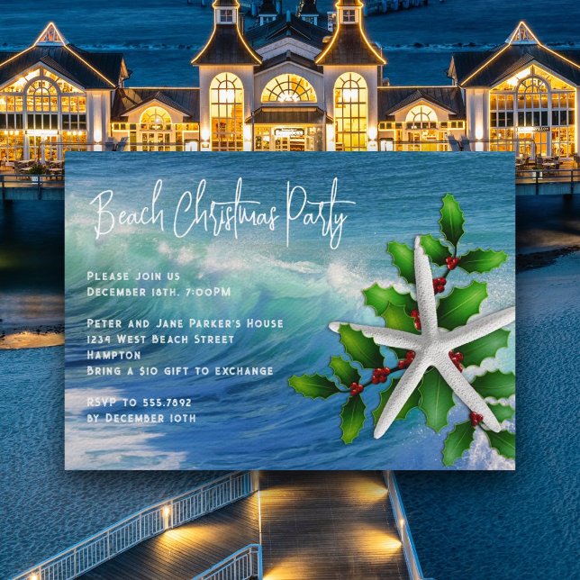 Starfish Ocean Christmas Party Invitation (Creator Uploaded)