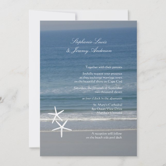 Starfish Ocean Custom Wedding Invitations (Front)