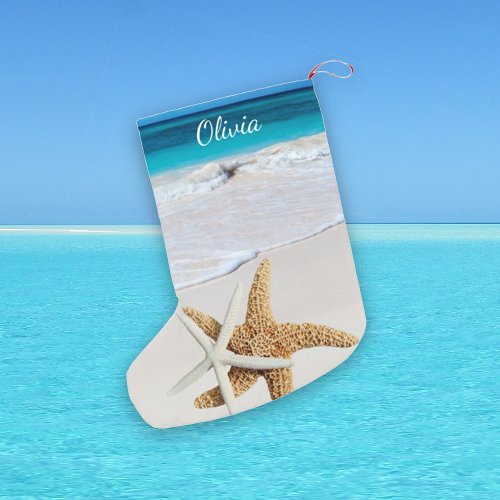 Starfish Ocean Double_Sided With Name Small Christmas Stocking