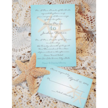 Starfish Ocean Dream Wedding Invitation by happygotimes at Zazzle