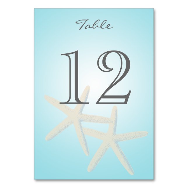 Starfish Ocean Dreams Table Number Card (Front)