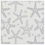Starfish Ocean Sea Life Blue and White Pattern Fabric