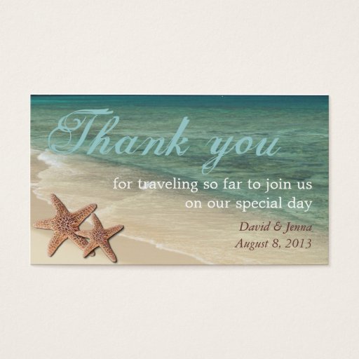 Customizable Starfish Ocean Thank You Tag Business Card Template