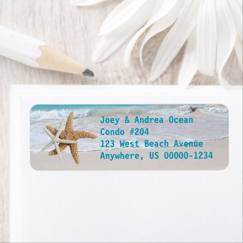 Starfish Ocean Water Holiday Return Address Labels