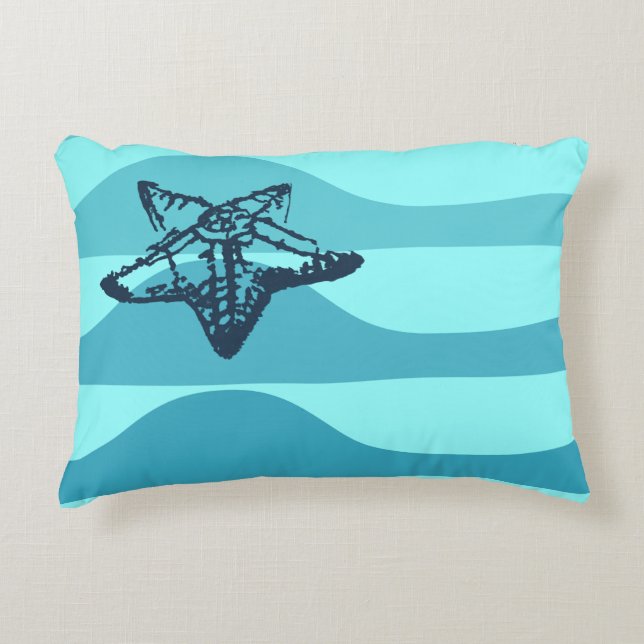 Starfish & Ocean Waves Lumbar Cushion (Front)