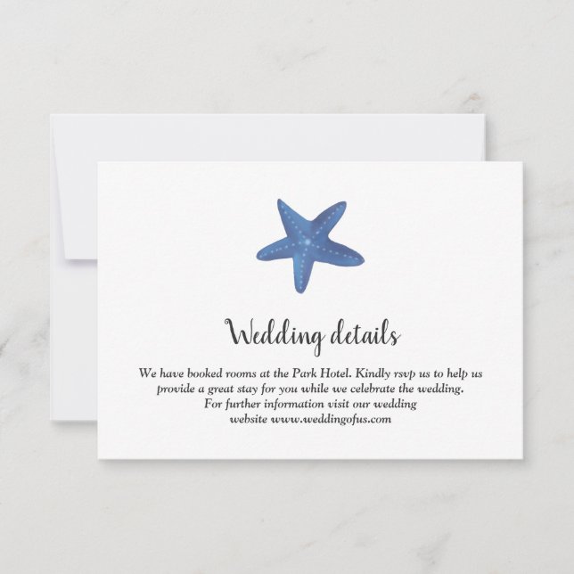 Starfish | Ocean Wedding Details Invitation (Front)
