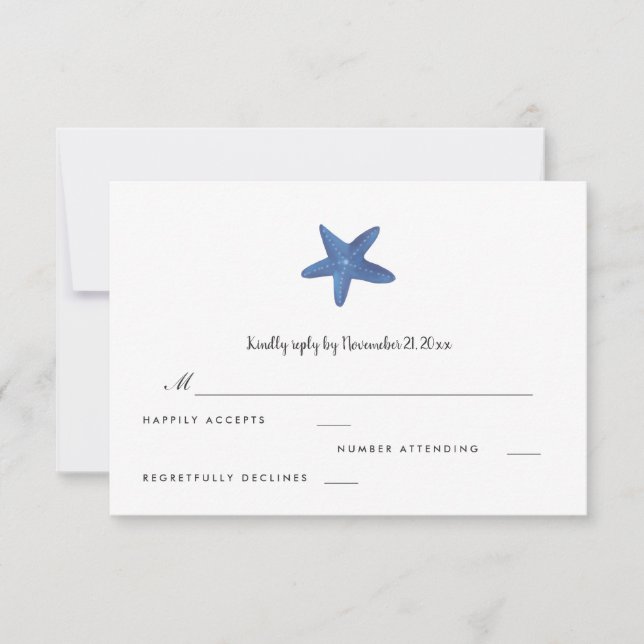 Starfish | Ocean Wedding RSVP Card (Front)