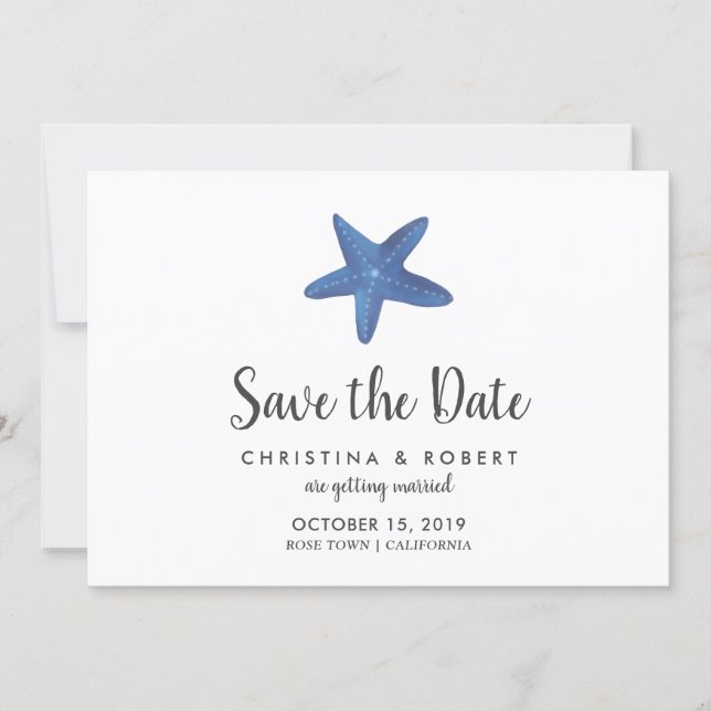 Starfish | Ocean Wedding Save The Date Invitation (Front)