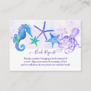 Starfish Octopus Seahorse Beach Girl Baby Shower Enclosure Card