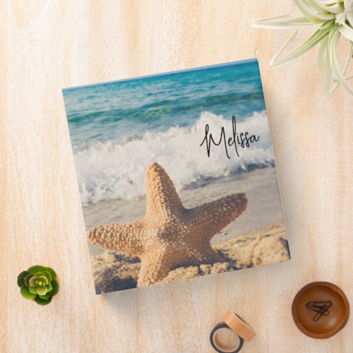 Starfish on a Sandy Beach Photograph 3 Ring Binder