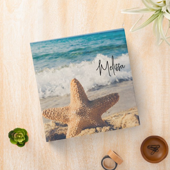 Starfish on a Sandy Beach Photograph 3 Ring Binder (In Situ)