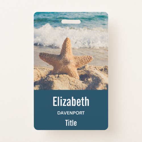 Starfish on a Sandy Beach Photograph Badge