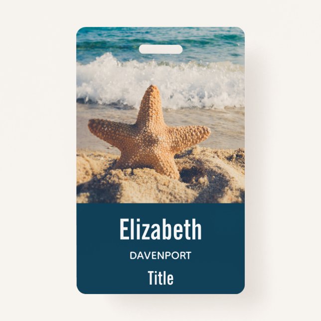Starfish on a Sandy Beach Photograph Badge (Front)