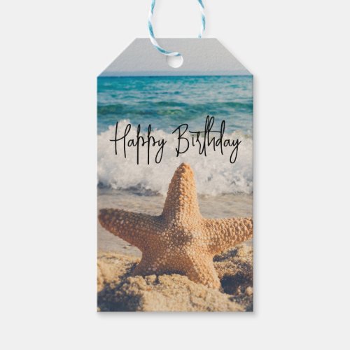 Starfish on a Sandy Beach Photograph Birthday Gift Tags