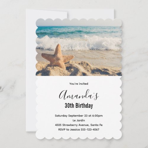 Starfish on a Sandy Beach Photograph Birthday Invitation