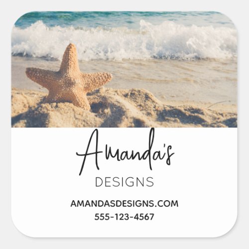 Starfish on a Sandy Beach Photograph Business Square Sticker