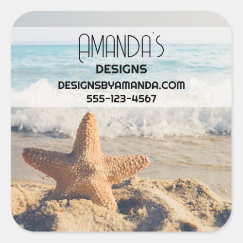 Starfish on a Sandy Beach Photograph Business Square Sticker